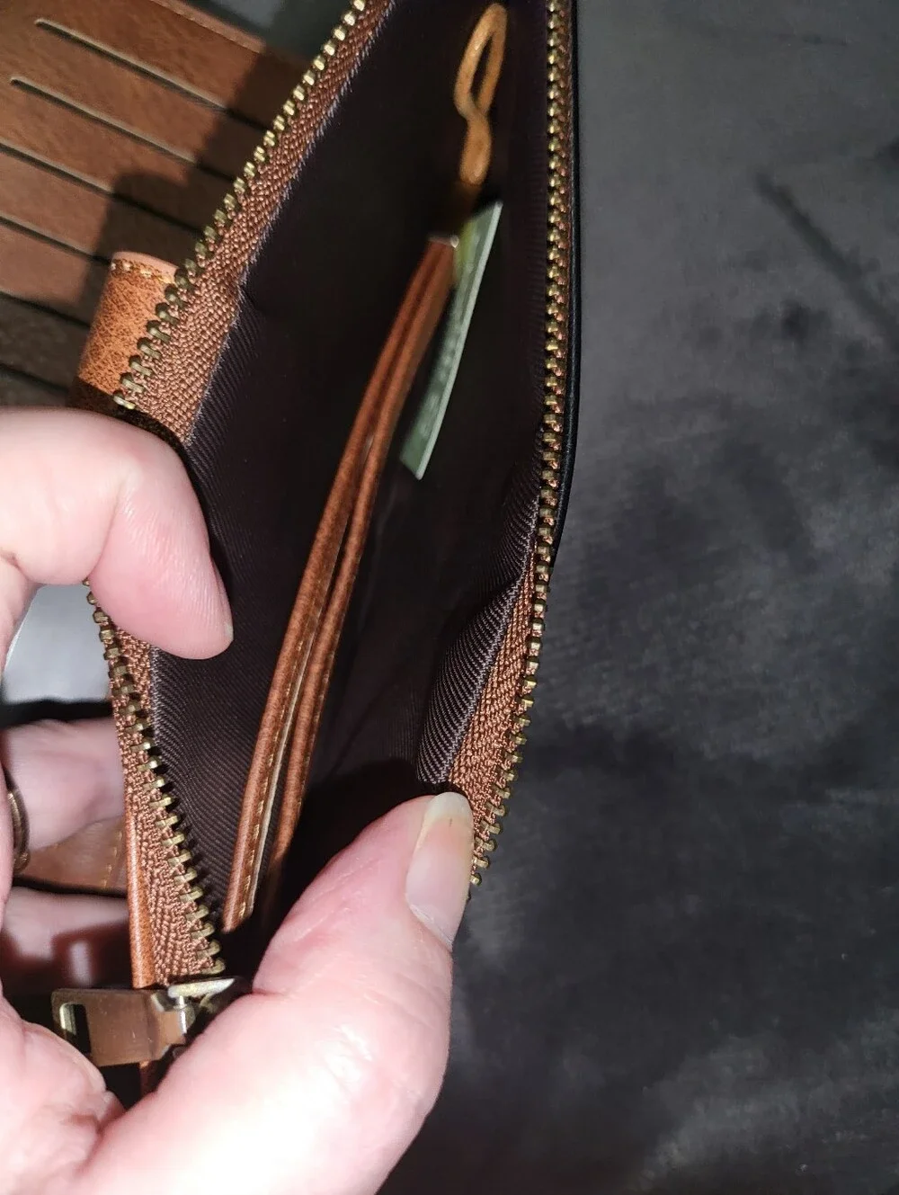 Black and Brown Leather Zip Wallet - Classic Organizer